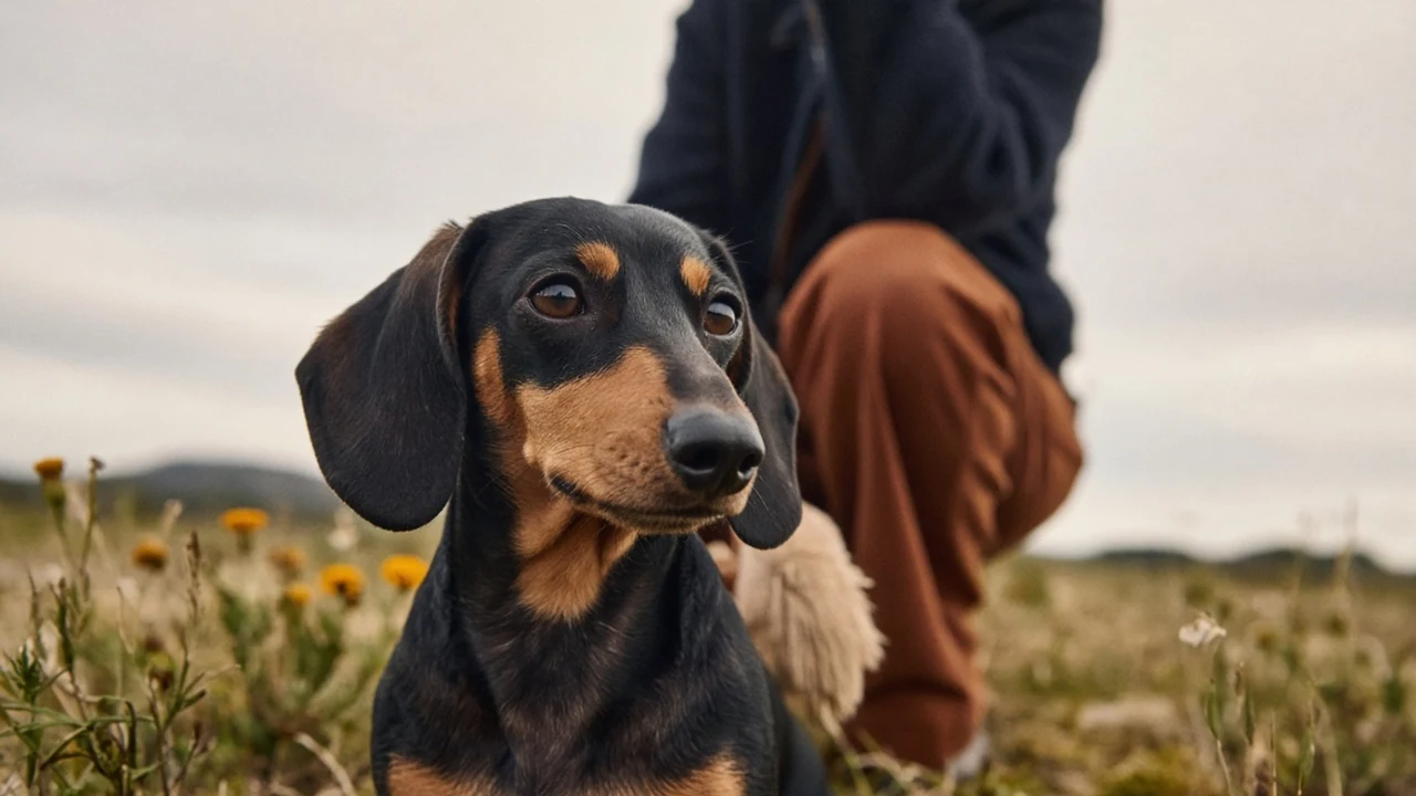 Editorial dachshund fieldbook scene for Keep one detail inside the larger picture