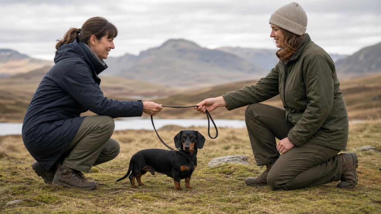 Editorial dachshund fieldbook scene for Open both sides of responsibility